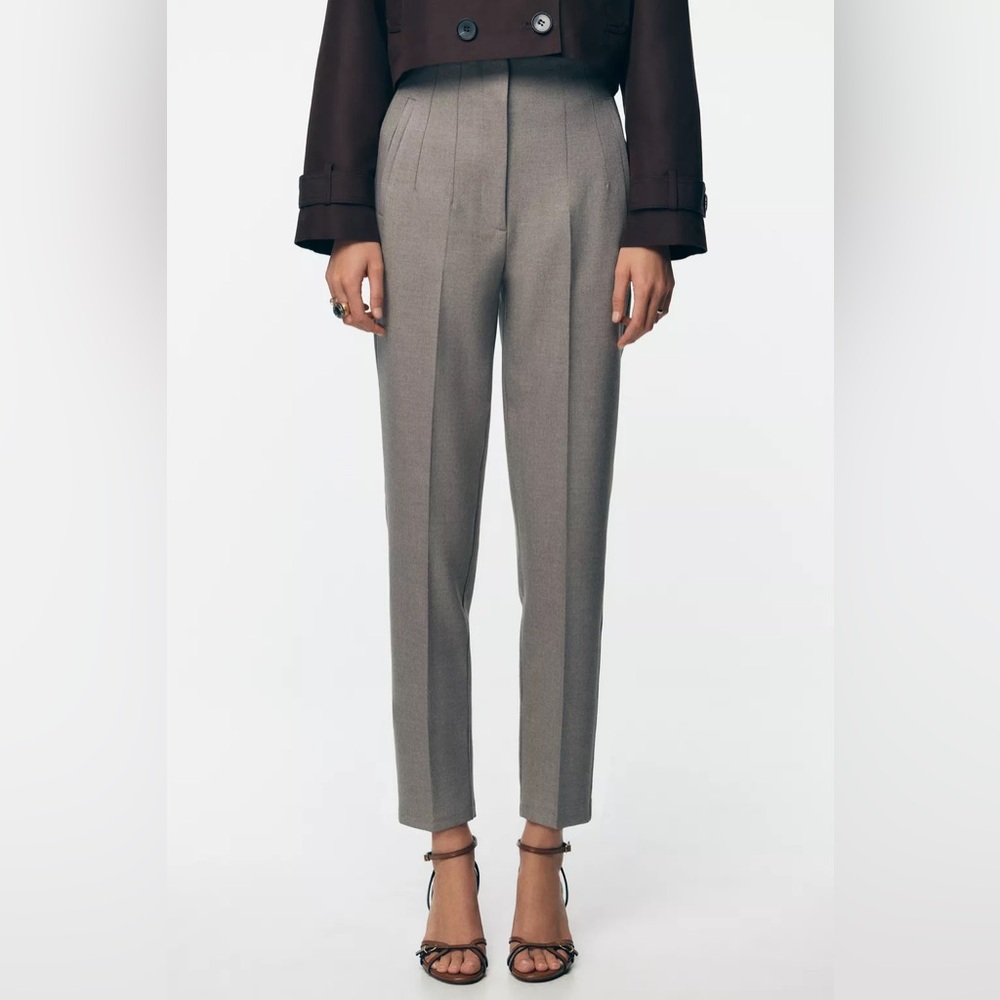 Zara High Waisted Light Gray Women's Trousers